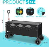 Sekey Foldable Wagon 400 L, Extra Long (110 cm), 200 kg Load Capacity, Heavy Duty Transport Wagon with All-Terrain Wheels & Drink Holder – For Beach, Camping & Garden